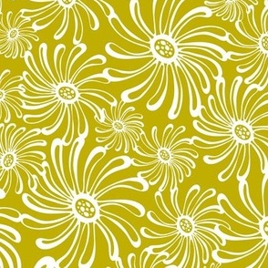 Bursting Bloom Floral - Mustard Yellow/Green