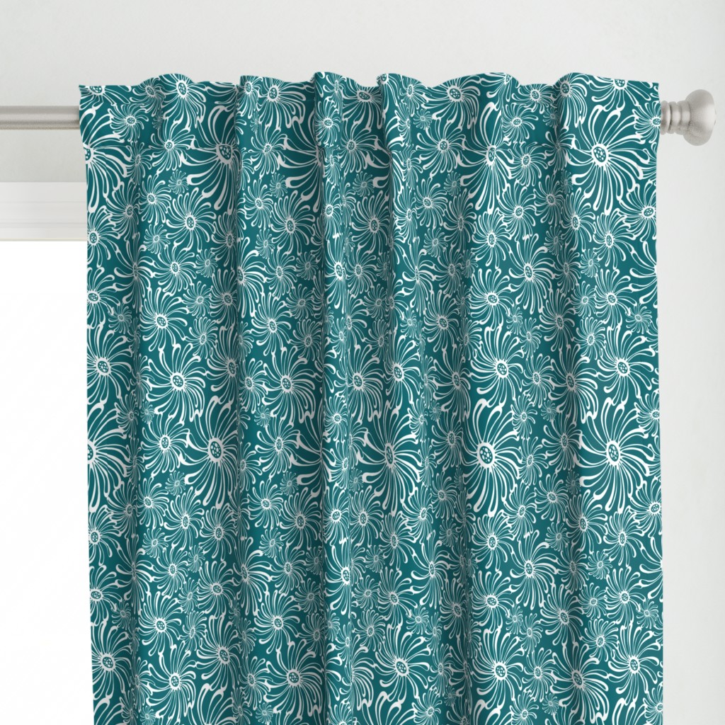 Bursting Bloom Floral - Dark Teal