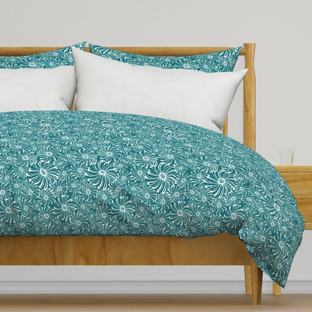 Bursting Bloom Floral - Dark Teal