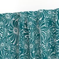 Bursting Bloom Floral - Dark Teal