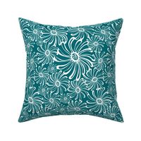 Bursting Bloom Floral - Dark Teal