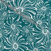 Bursting Bloom Floral - Dark Teal