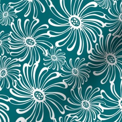 Bursting Bloom Floral - Dark Teal