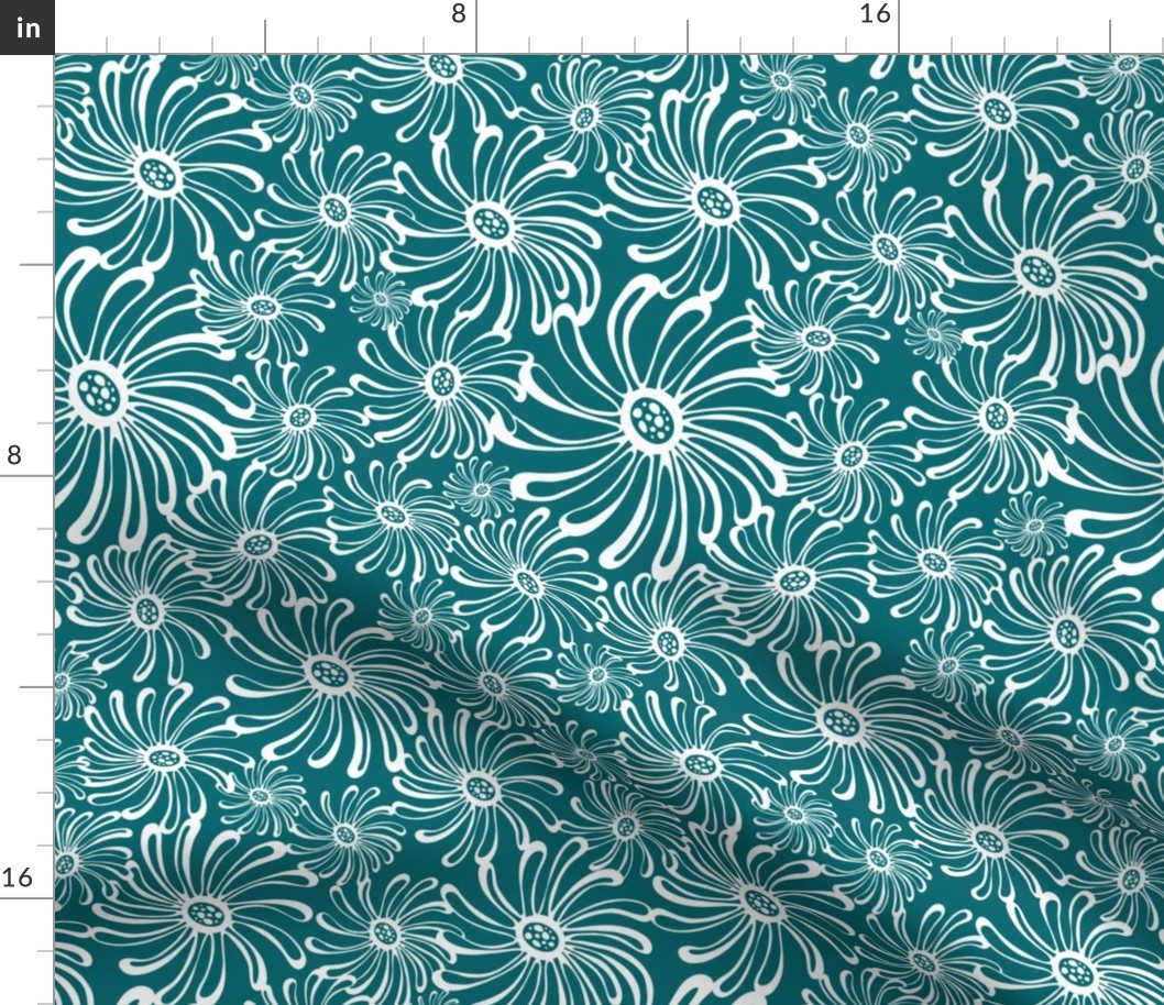 Bursting Bloom Floral - Dark Teal