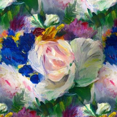 Impressionist Floral Painting Seamless Repeat