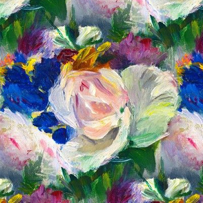 Impressionist Floral Painting Seamless Repeat