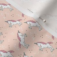 Unicorn love rainbow dreams girls fantasy horse in pastel beige coral pink XS