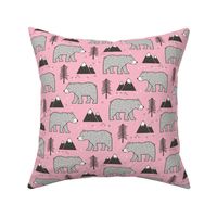 Mountain Bear  Woodland on Pink