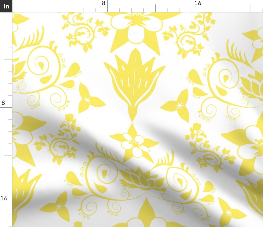 Floral Damask Yellow RGB-f9ea62