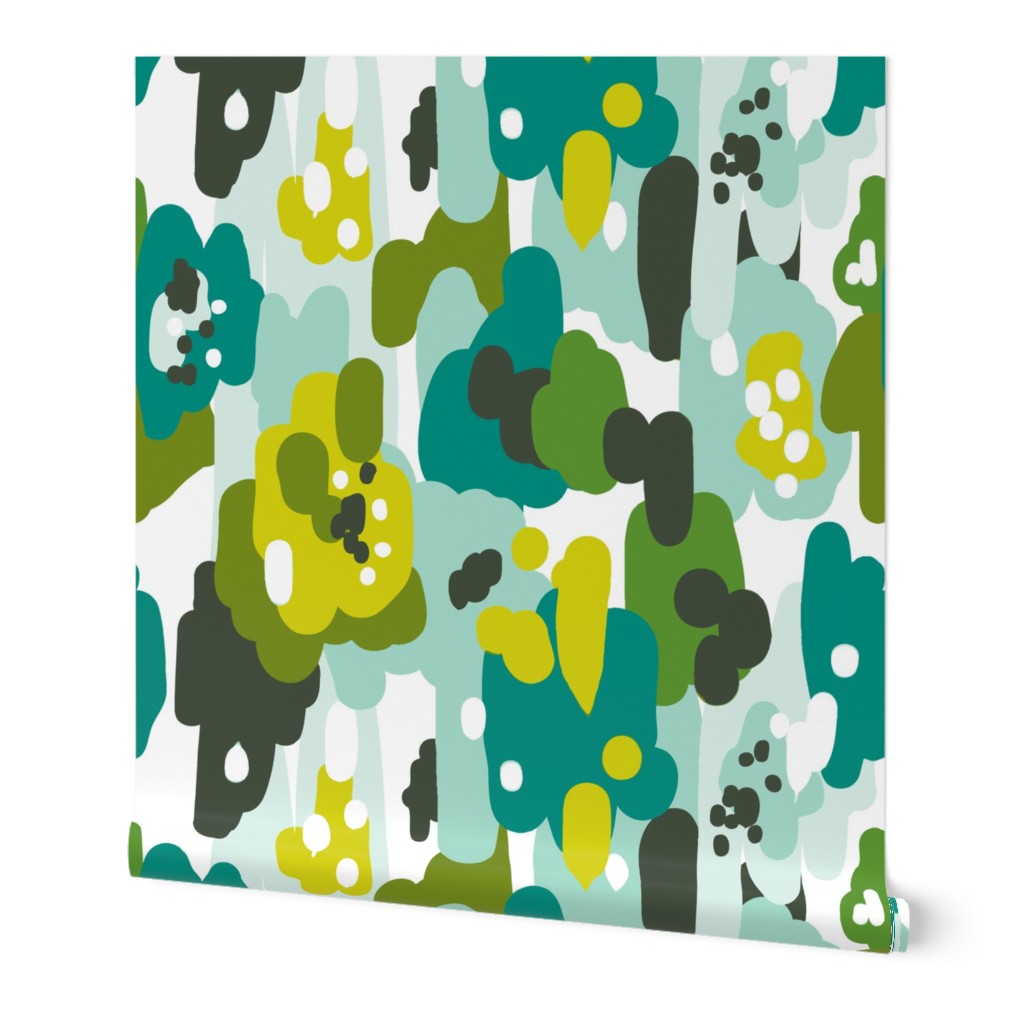 Painted Camouflage - Green Teal Aqua