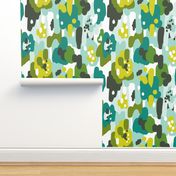 Painted Camouflage - Green Teal Aqua