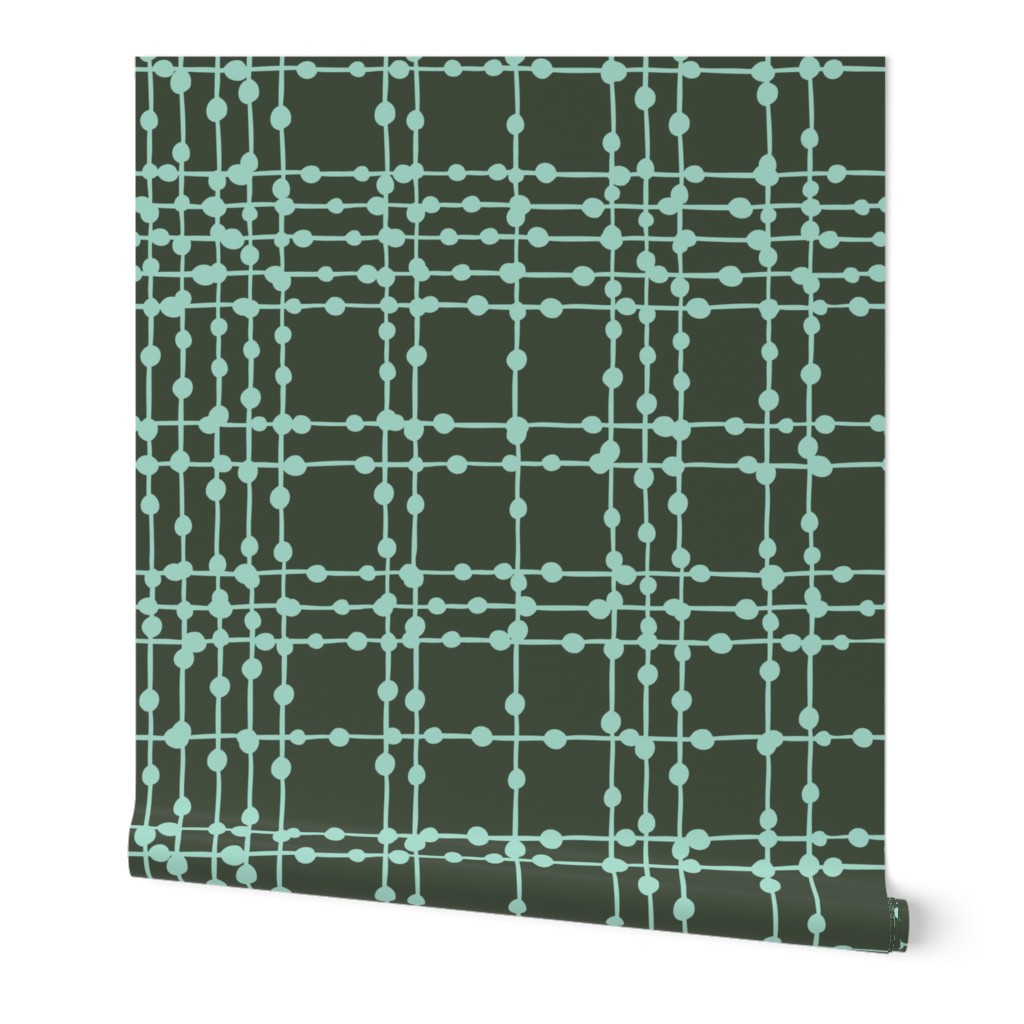 Skipping Stones - Geometric Dot Plaid Black & Aqua