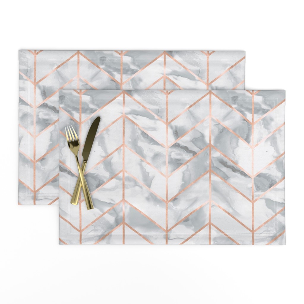 Carrera Marble Herringbone / Rose Gold Gilt