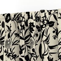 tropical blooms - black/sand