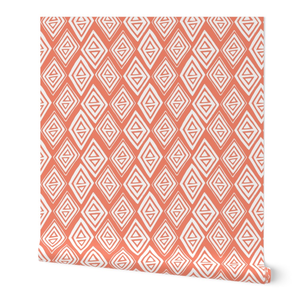 Diamond In The Rough - Geometric Pink Coral