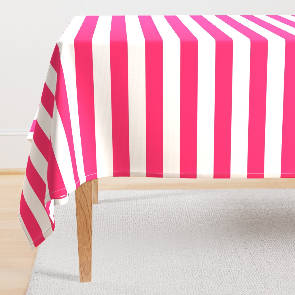 Hot Pink and White Stripe (2 inch stripes)(182)