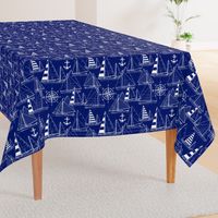 Large Scale / Sailboats /  White On Dark Blue Background