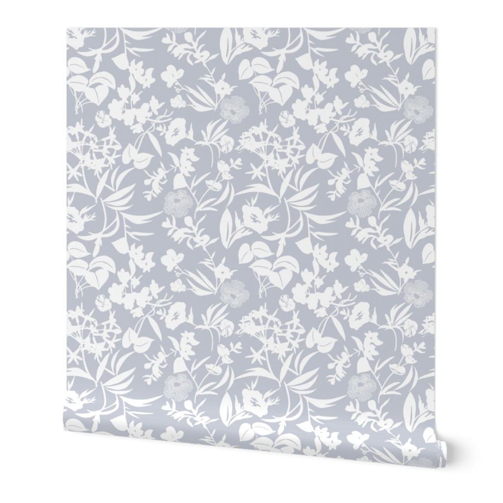 tropical blooms - white/mist