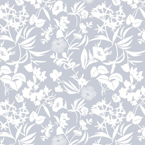 tropical blooms - white/mist