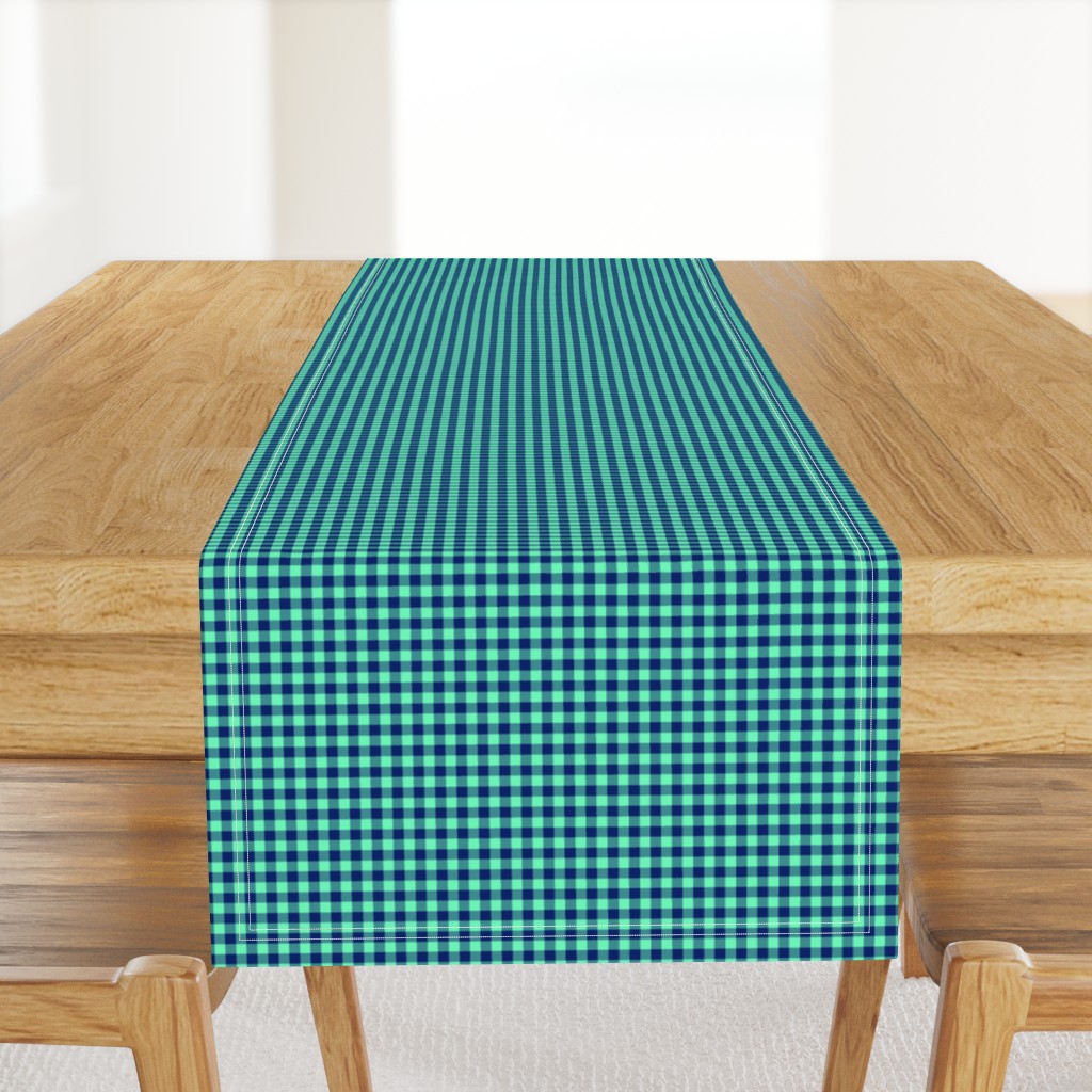 Hawaiian gingham - navy and aqua, 1/4" squares 