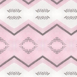 Chevron and Stripes Pink and Grey