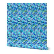 Cobalt Blue and Aqua Decorative Moroccan Tiny Print