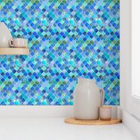 Cobalt Blue and Aqua Decorative Moroccan Tiny Print