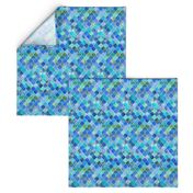 Cobalt Blue and Aqua Decorative Moroccan Tiny Print