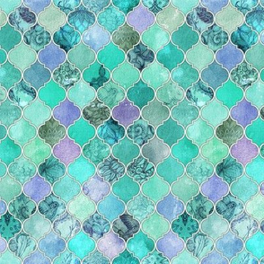 Pale Mint & Lilac Decorative Moroccan Tiles Tiny Print