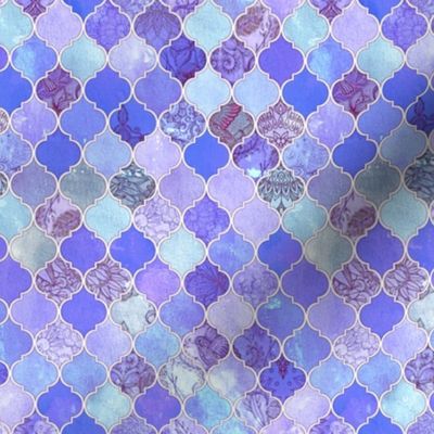 Purple and Lilac Decorative Moroccan Tiles Tiny Print