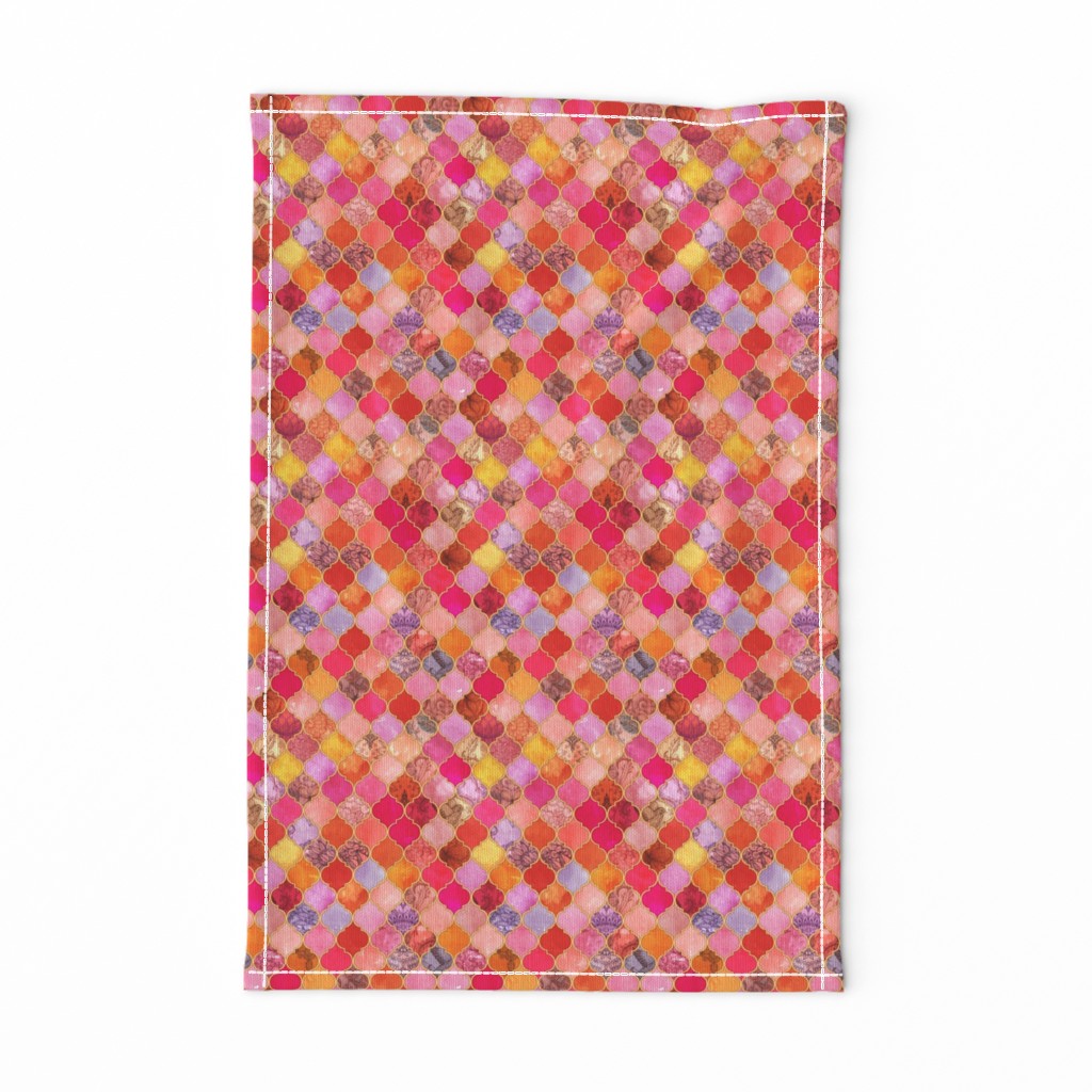 Hot Pink and Orange Decorative Moroccan Tiles Tiny Print