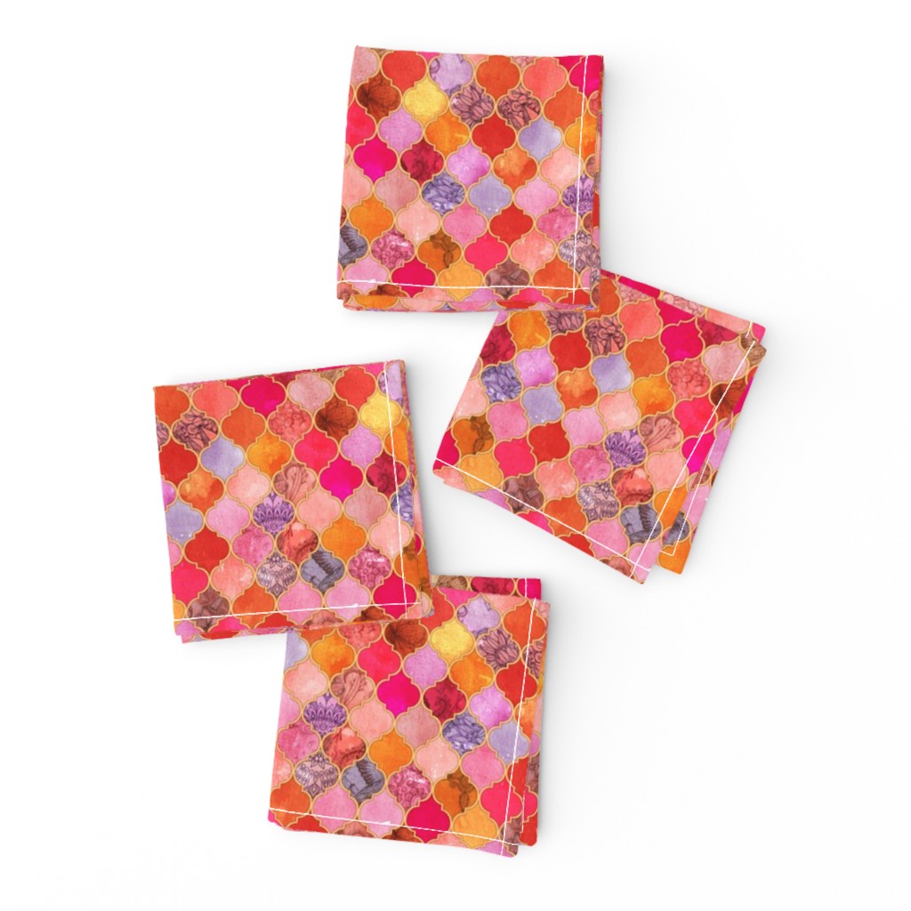 Hot Pink and Orange Decorative Moroccan Tiles Tiny Print