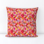 Hot Pink and Orange Decorative Moroccan Tiles Tiny Print