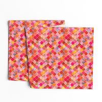 Hot Pink and Orange Decorative Moroccan Tiles Tiny Print