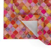Hot Pink and Orange Decorative Moroccan Tiles Tiny Print