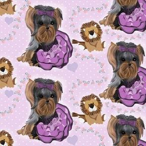 Yorkie - Lila Loves Lilac  - 3"to 4" tall - Matching