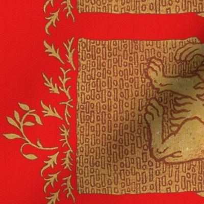 Thirteenth Century Golden Lion ~ Blood Red ~ Rotated