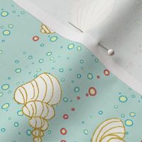 ditsy sea shells - sea green