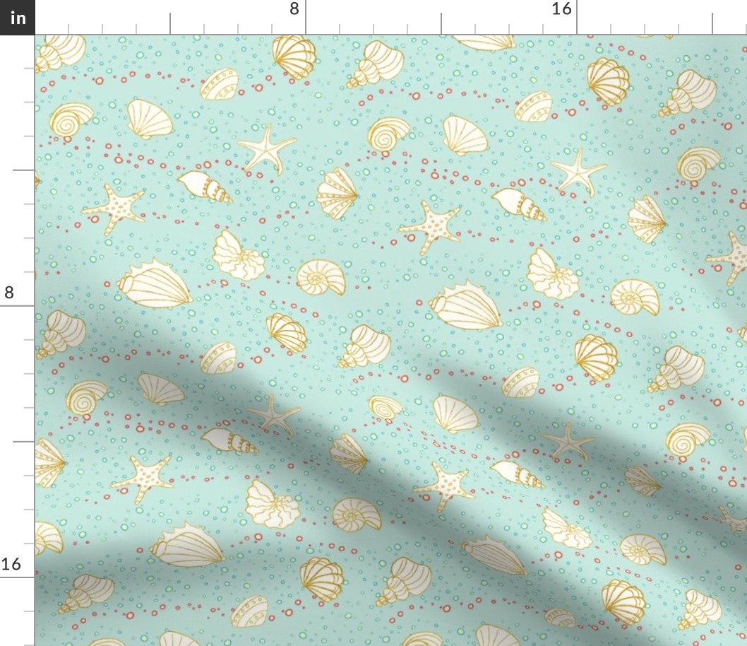 ditsy sea shells - sea green