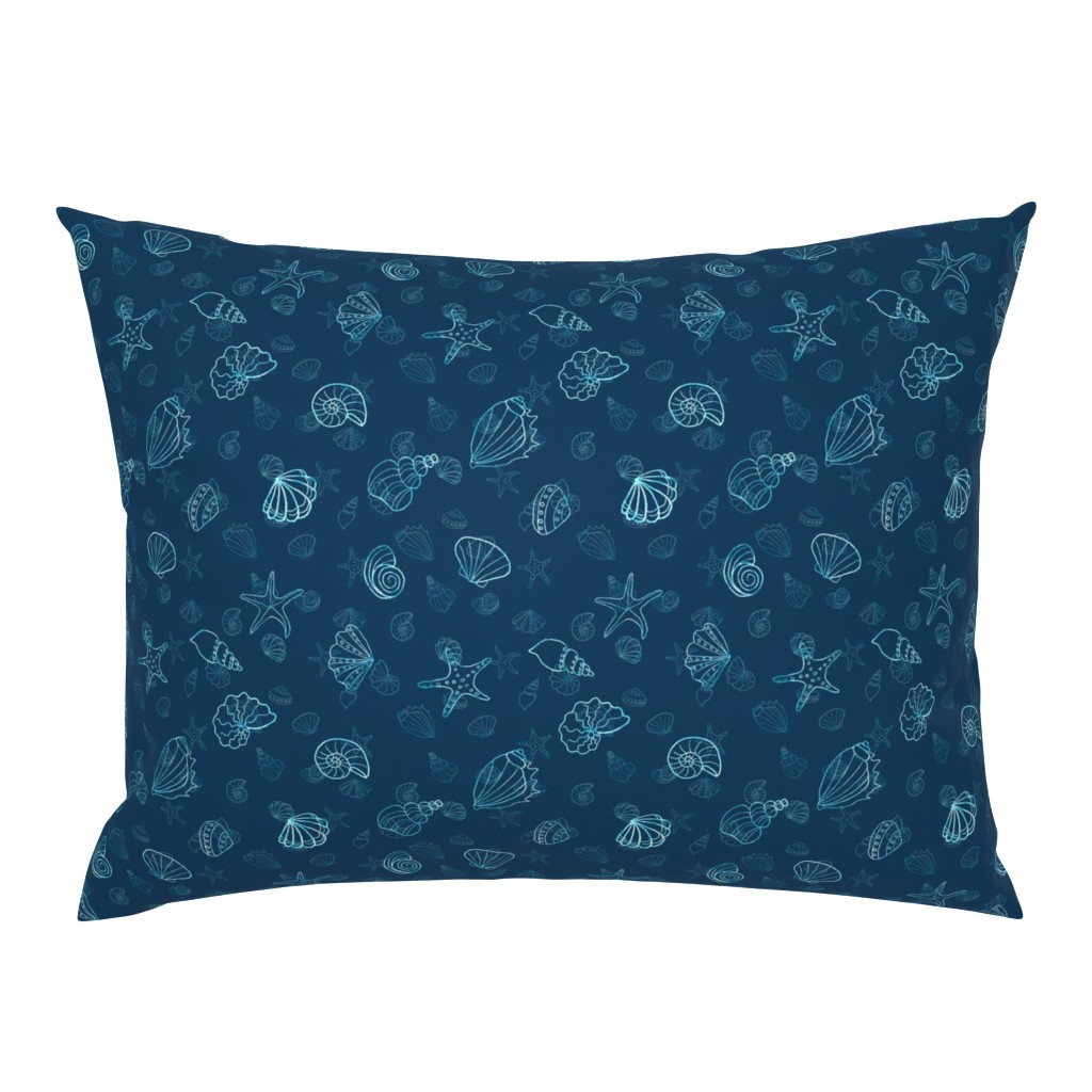 sea shells - navy batik