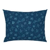 sea shells - navy batik