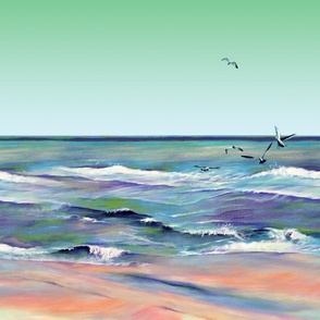 ocean scene with sea gulls