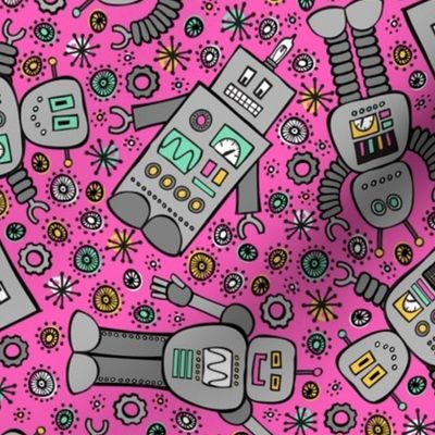 Retro Robots (Magenta)