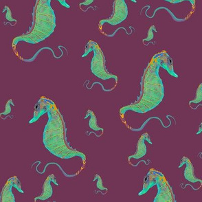 Maroon Seahorse Hand Painted with Digital Tools