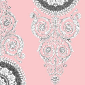 Neoclassical Damask ~ Dauphine Pink and White