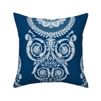Neoclassical Damask ~ Lonely Angel Blue and White 