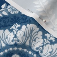 Neoclassical Damask ~ Lonely Angel Blue and White 