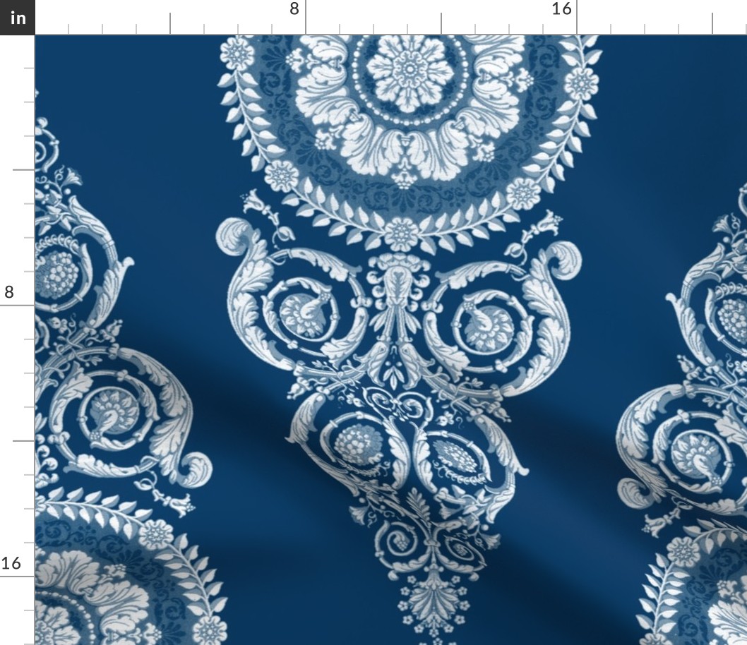 Neoclassical Damask ~ Lonely Angel Blue and White 