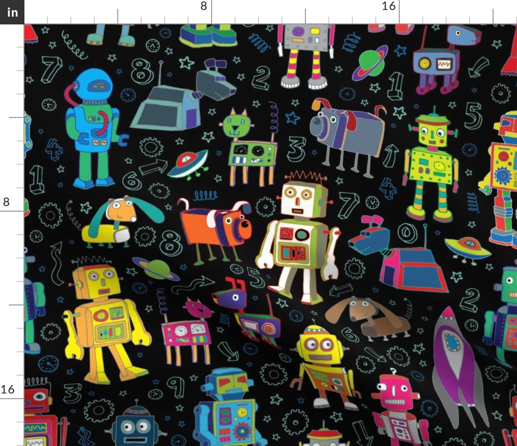 Robots in Space - Black - Large scale