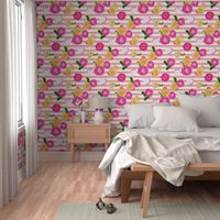 15-06H Painted Floral with Pink Painted Stripe_Miss Chiff Designs